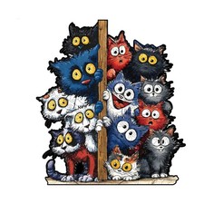 Wooden Cat Puzzle 3D Irregular Realistic Toy Cat Wooden Jigsaw Puzzles