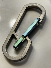 Titanium Carabiner EDC Keychain Key Ring, Snap Spring Hook Clip Grn/Blue Anodize