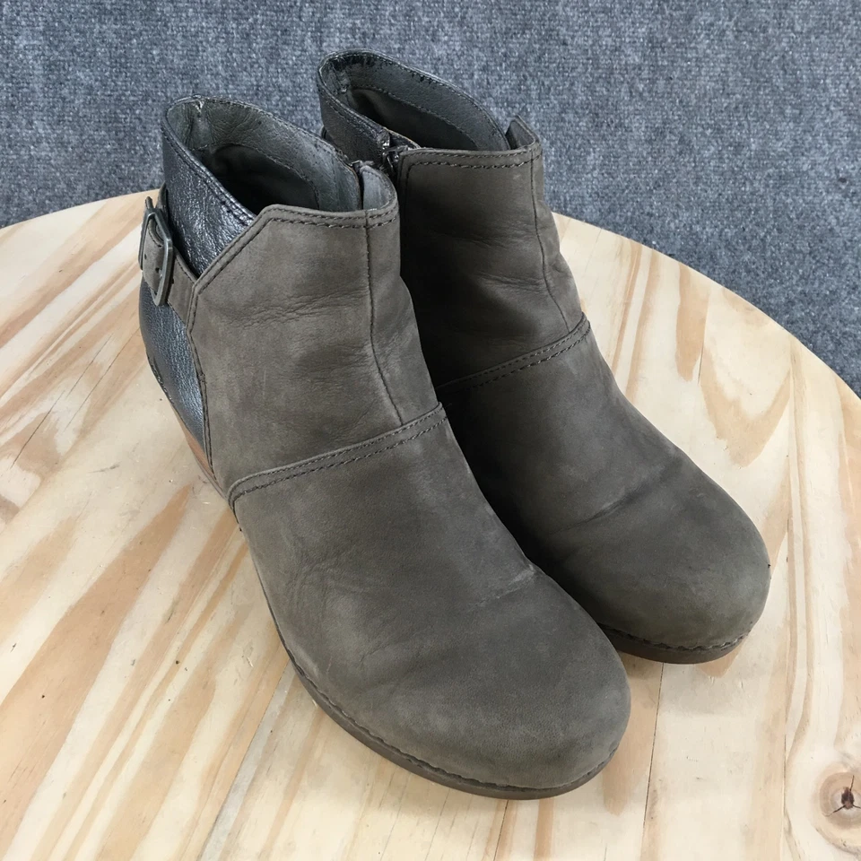 Dansko Boots Womens 41 Shirley Ankle Bootie Gray Leather Wedge Heels 1252941200 - Image 3 of 4