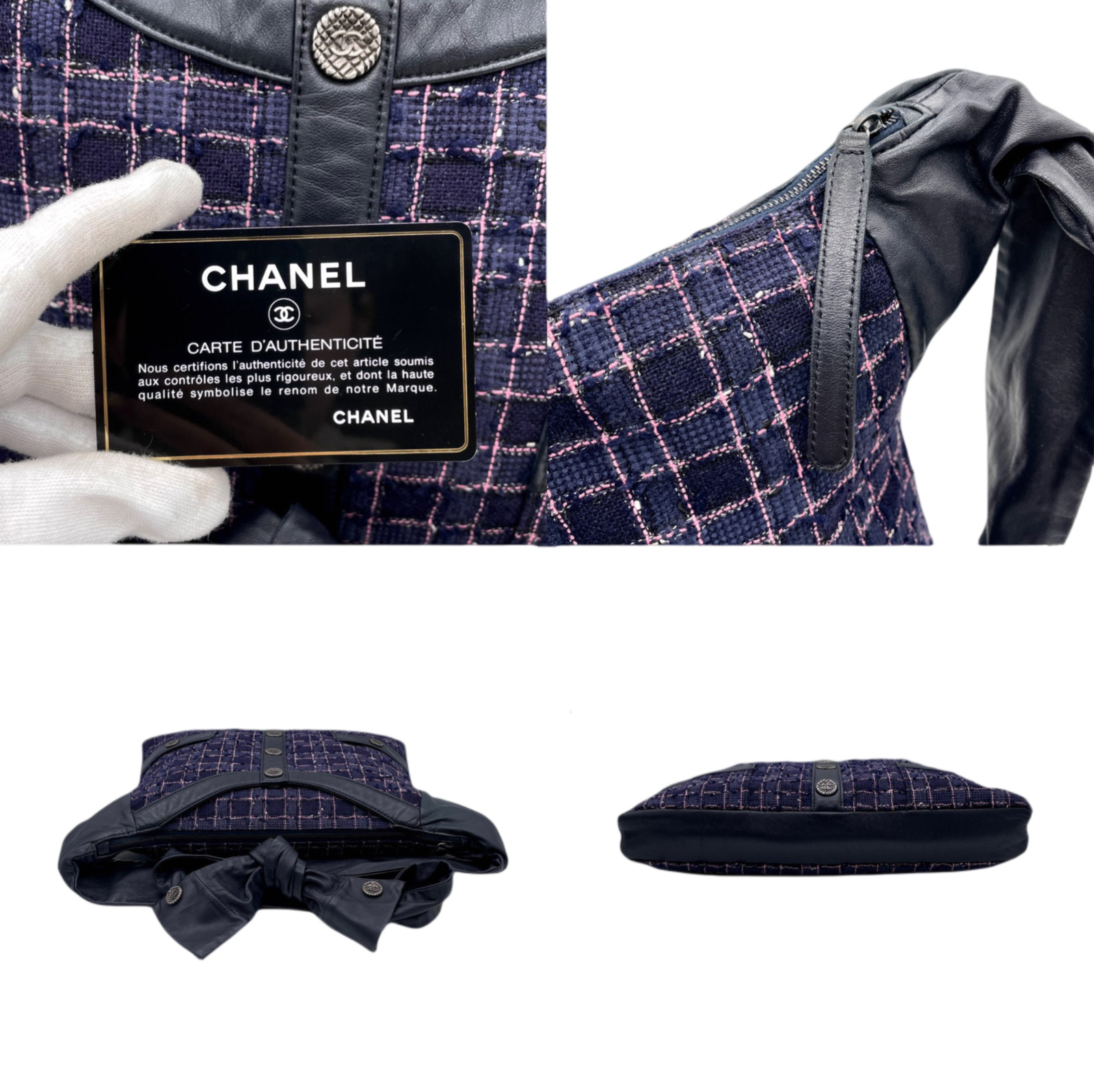 RARE☆☆☆☆☆Auth CHANEL 2015SS Girl Chanel Jacket Shoulder Bag Purple Tweed Vintage image 10