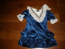 Vintage Girls Ruffled Navy Blue Valore Dress w/lace collar 6X O77 