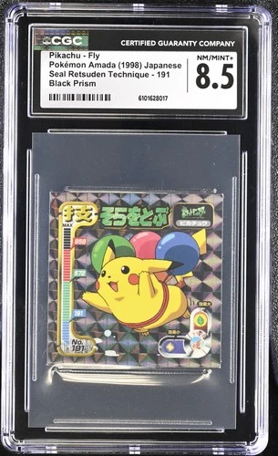 Pikachu - Fly 191 Black Prism Pokemon Amada Japanese CGC 8.5 Nm/mint+