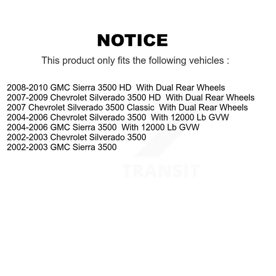 Transit Auto KGA-106582 Brake Disc and Pad Kit Rear for Chevy GMC Sierra 3500 HD - Image 2 of 4