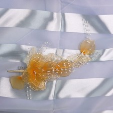 Hand Made Nature-Inspired Bridal Prom Casual Flower Hair Combs-Pale orange BK28