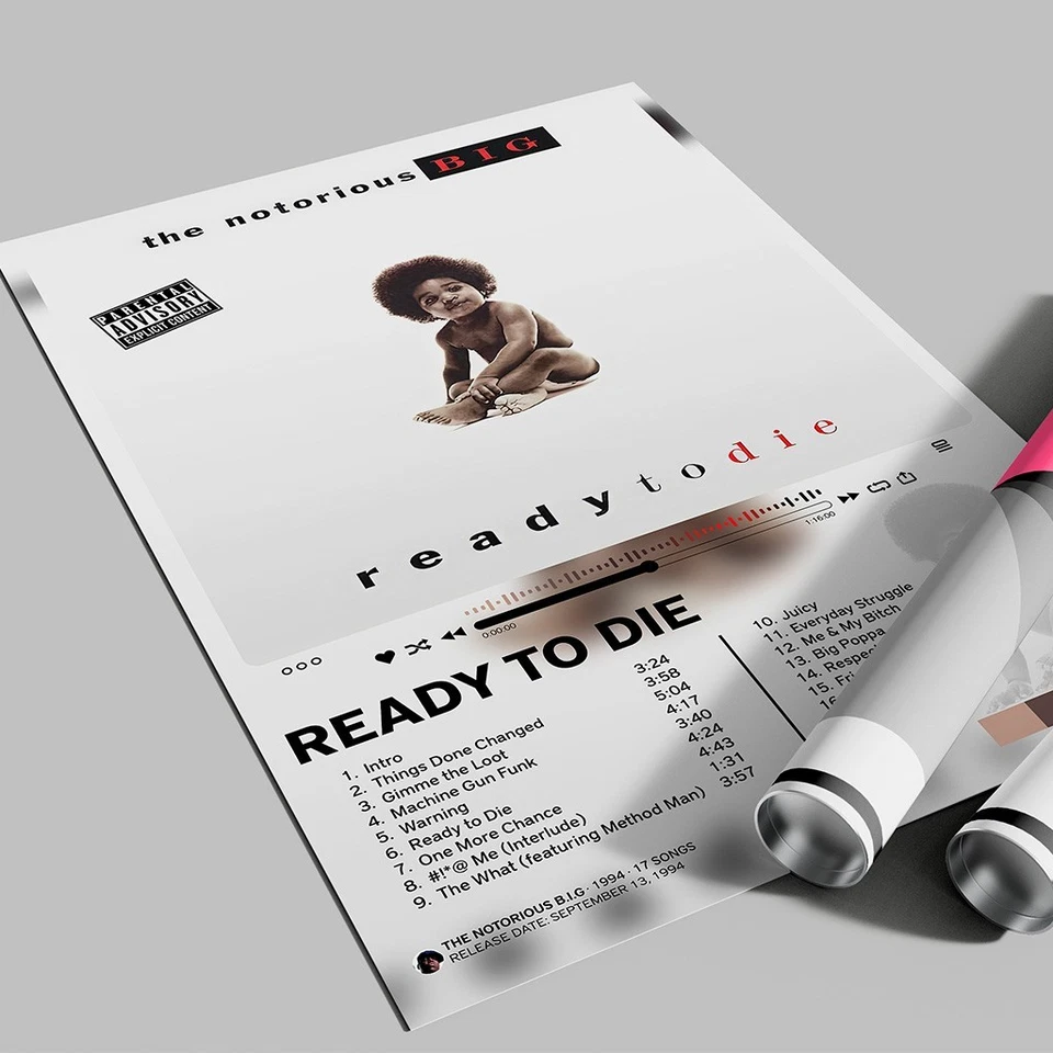 Biggie Smalls Ready to Die Poster 11x17 12x18 16x24 Hip-Hop Tracklist Print - Image 2 of 4