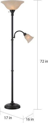 Antique Brass Torchiere Lamp -  Henley Reading Light, 72" Tall - Picture 3 of 4