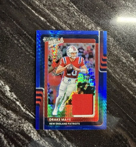 2025 Panini Donruss Donruss Threads Drake Maye #DTH-DME Blue Hyper (MEM)