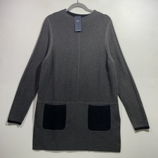 M&S Collection Shift Jumper Dress UK 12 Charcoal Utility Pockets Chore Wool BNWT