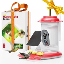 ® Hummingbird Feeder with Camera for Outdoors Solar Panel,Smart Bird Camera w...