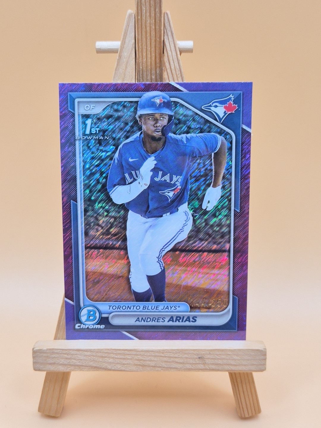Andres Arias 2024 Bowman Chrome 1st Purple Mojo #'d 144/250 - Toronto BlueJays