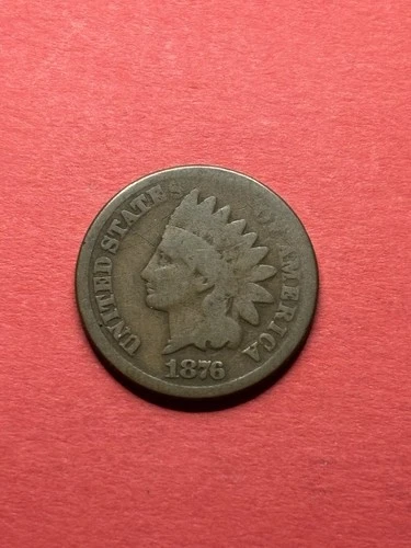 (1) Beautiful Toned Antique 1876 Indian Head Cent/Penny G-GOOD NICE FILLER