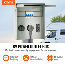 Temporary Power Outlet Panel, 125/250V, RV Power Outlet Box with a 20/30/50 Amp