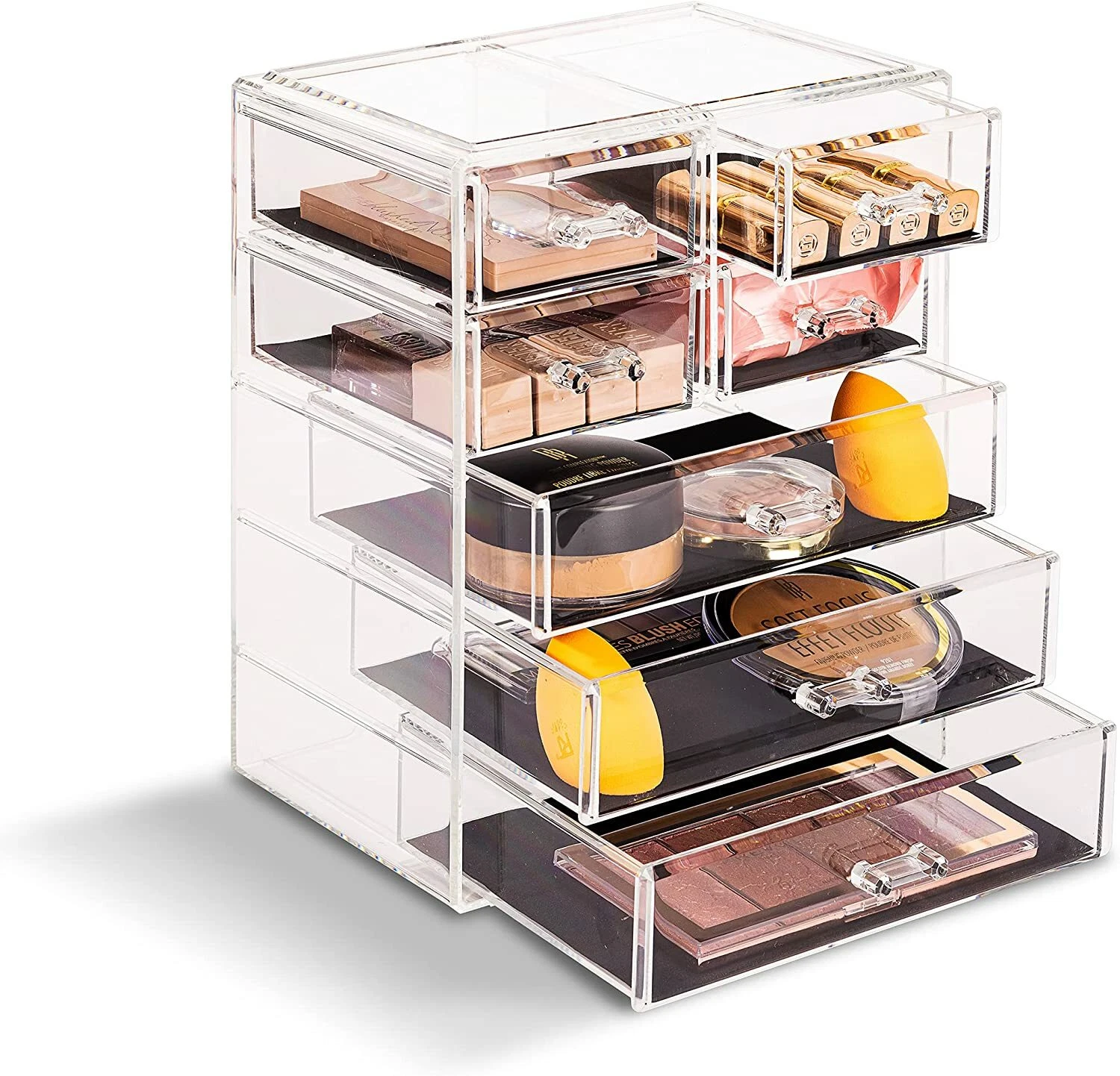 Sorbus Makeup and Jewelry Storage Case Display-3 Large and 4 Small Drawers