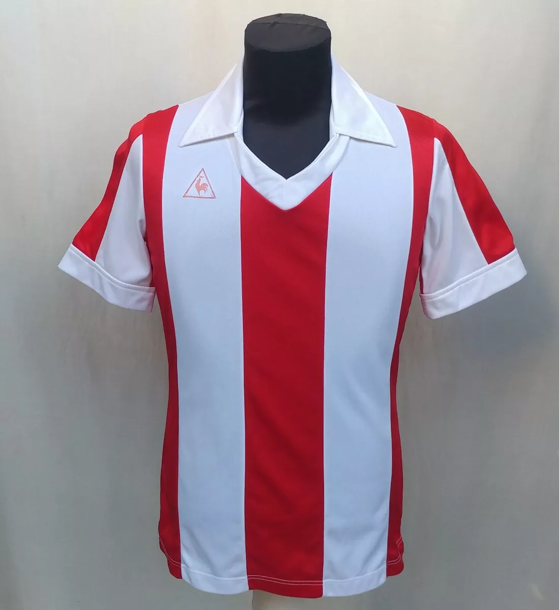 Vintage s Le Coq Sportif Template Football Shirt V Neck Red Jersey Size  Mens S