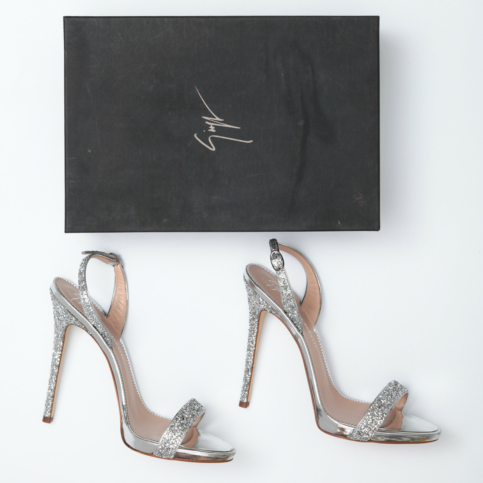 silver glitter slingback heels