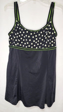 ROBBY LEN swim dress swimsuit size 14 Black  White one piece