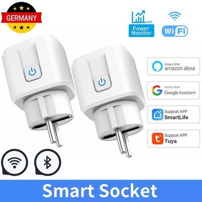 1-10X Smart Life Steckdose 16A WIFI Home Socket Fernbedienung Timer Alexa Google