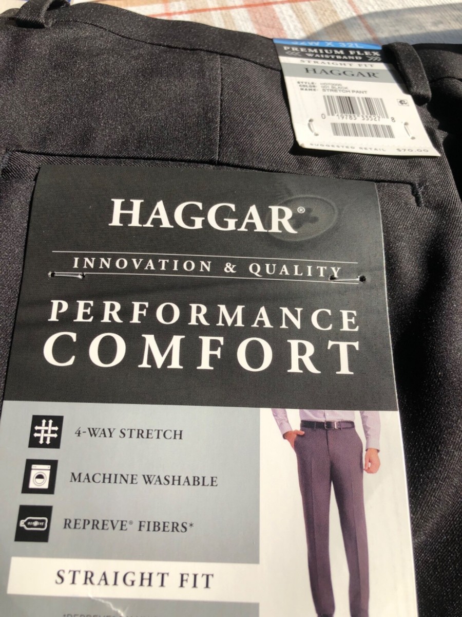 Haggar Men's Comfort Performance Stretch Straight Fit Pant - Classic Dress Pants With Easy Care