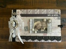 New Mr and Mrs. Vintage Black Lace Cloth Photo Ablum / Scrapbook