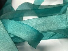 silk hand Dyed 7/16" ribbon bias 1yd made in USA robins egg blue