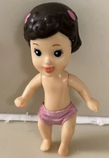 Vtg 2004 MGA 5sies Quints Baby Doll 3" Brown Hair Girl Pink Diaper