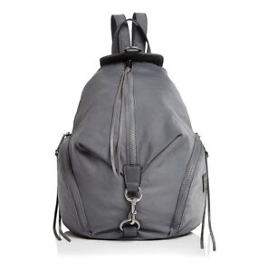 NWT REBECCA MINKOFF Full Size Julian Backpack BLACK Silver Leather Bag AUTHENTIC