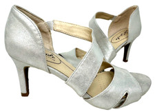 LifeStride Women's Mega Slip On Comfort Dress Heels Silver Sparkle Size:9 99D