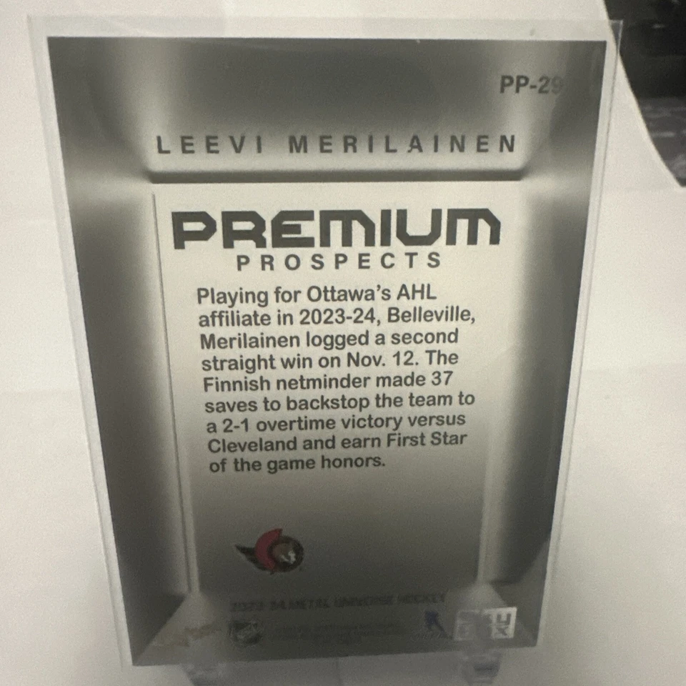 2023-24 SkyBox Metal Universe Premium Prospects Leevi Merilainen #PP-29 - Image 4 of 4