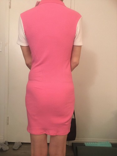 ZARA PINK DRESS WITH CONTRASTING RIB 
