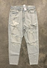 NWT American Eagle Highest Rise Mom Jeans Distressed Womens 4 Straight Denim