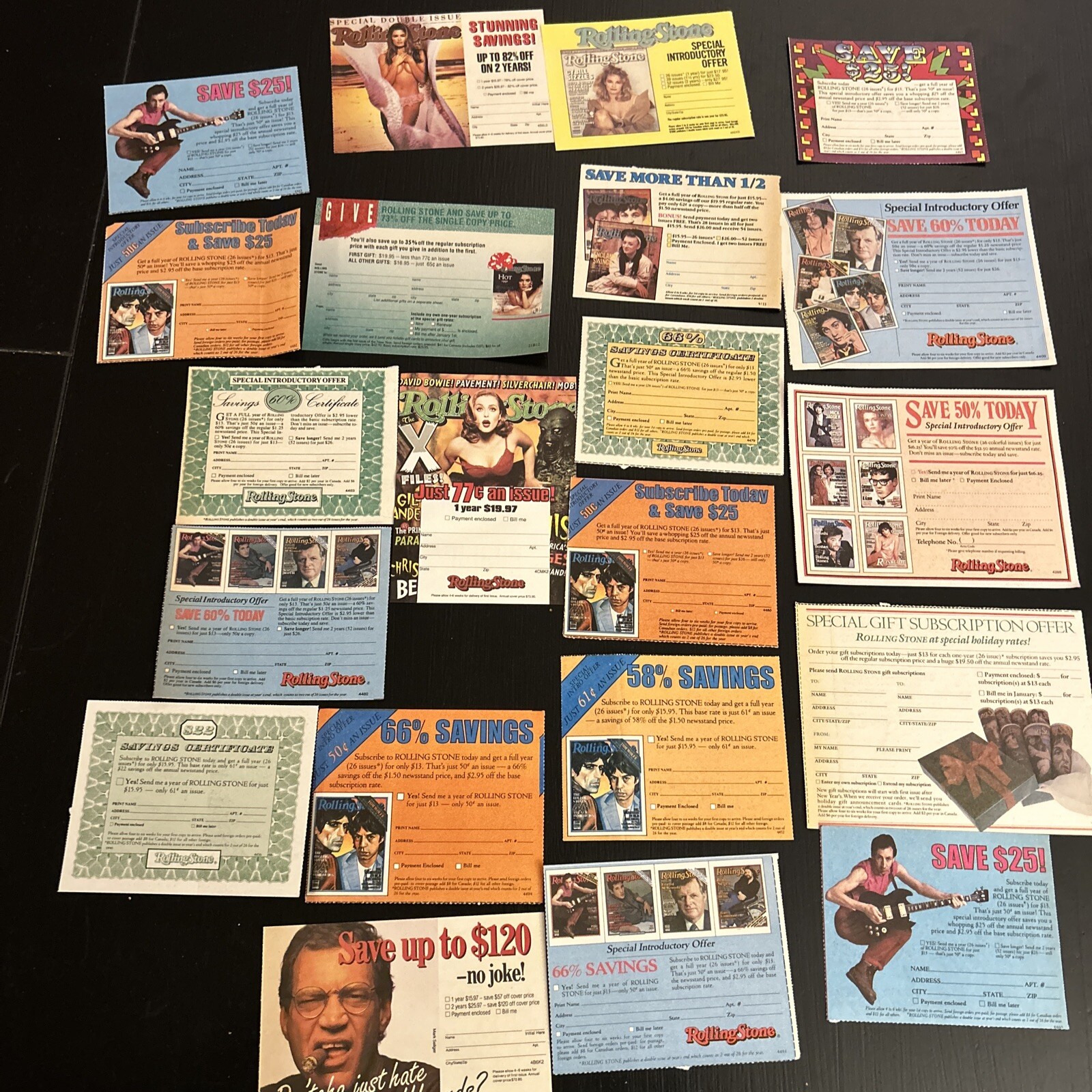 VTG Rolling Stone Magazine Subscription Offer Post Card Lot Of 21 Cards X Files!-image