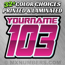 4 Color MX Number Name Plate Decals Sticker Graphics Motorcycle SX Bike Kart ATV