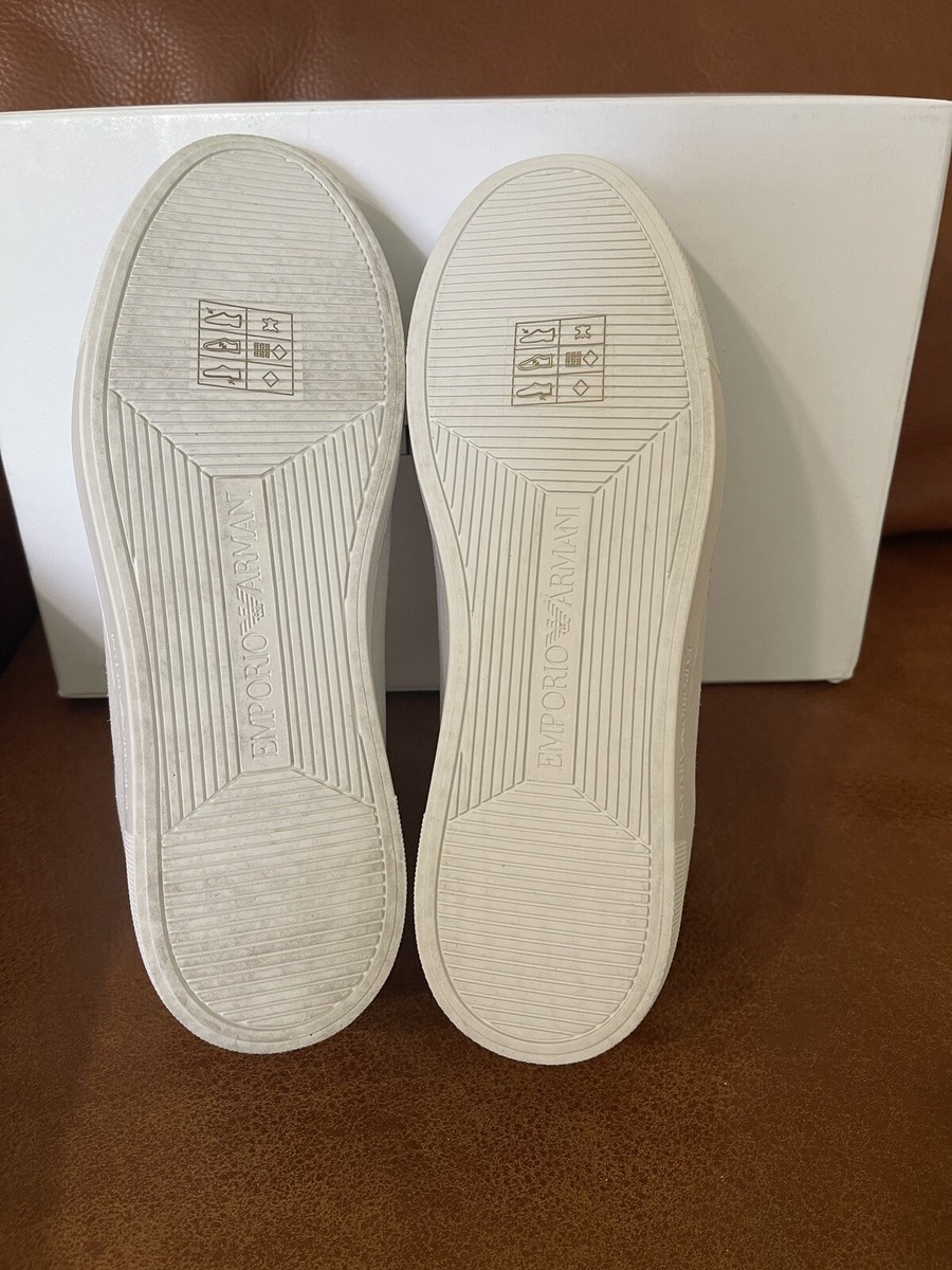 EMPORIO ARMANI Women Off White Suede Ace Sneakers X3X104