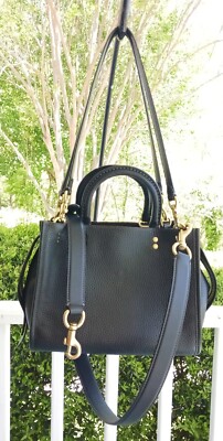 Coach 1941 Rogue 25 C3877 Black Leather Satchel Triple Compartment