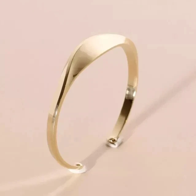 Brazalete brazalete brazalete de plata de ley 925 para hombre enchapado en oro amarillo de 14 k Foto 2 de 4