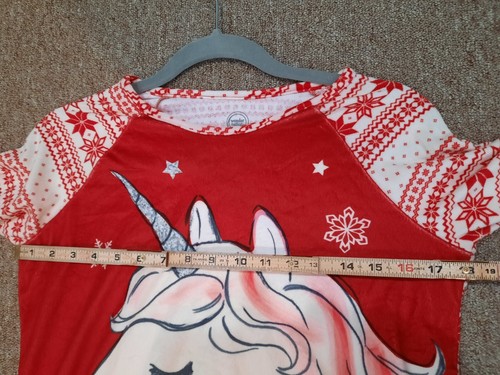 Wonder Nation Size XXL 18 Girls Nightgown. Christmas Snowflakes Unicorn Glitter - Picture 6 of 7