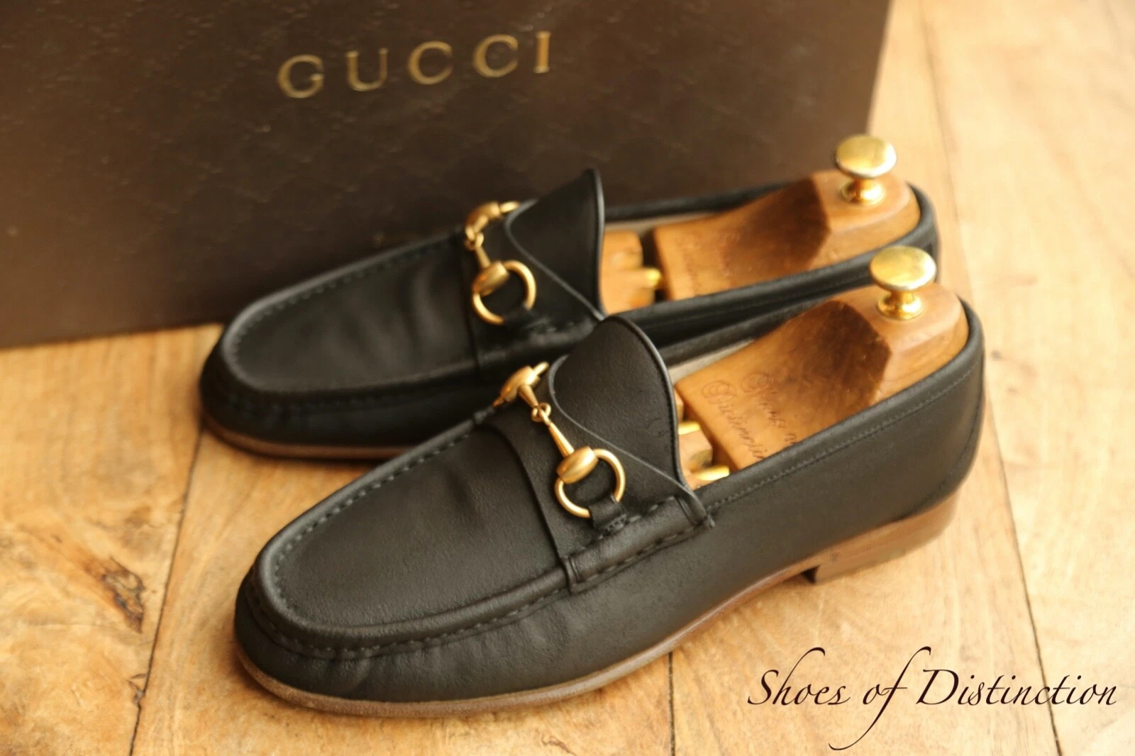 Mocassins Gucci noirs en daim brut et laiton mors chaussures hommes UK 6 US 7 EU 40