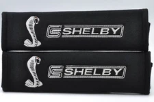 2 pcs (1 PAIR) Ford Mustang Shelby Embroidery Seat Belt Cover Pads (Black pads)