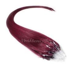 50 Micro Loop Ring Beads I Tip Indian Remy Human Hair Extensions Burgundy 0.8g