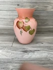 Fenton  "Autumn Leaves" CORAL OVERLAY VASE, Signed