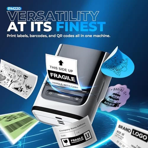 Label Maker Machine with Tape, PM220 Bluethooth Label Printer, 2 Inch White Label Maker Machine with Tape, PM220 Bluethooth Label Printer, 2 Inch White