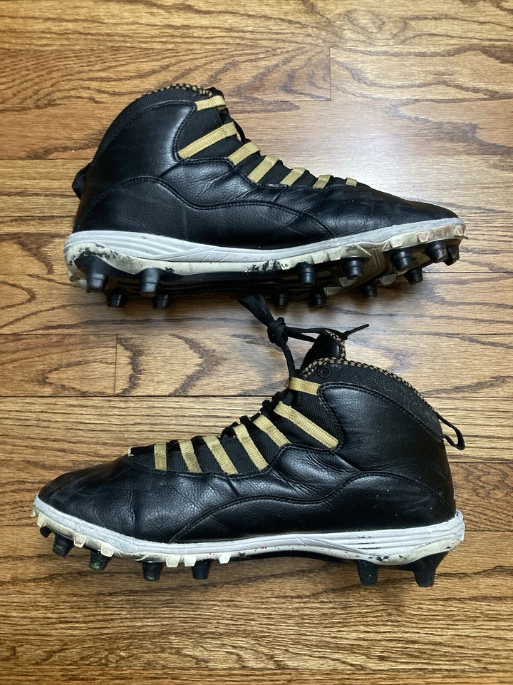 15 码 Air Jordan 10 TD Mid 黑色金属金色耐克足球钉 CQ2073-004 — 第 2/4 张图片