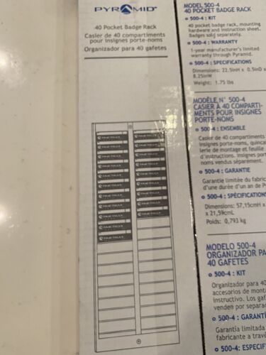 Pyramid Timetrax Badge Rack 500-4 Badge Rack 40 Pocket White Wall Mount NEW - Picture 3 of 6