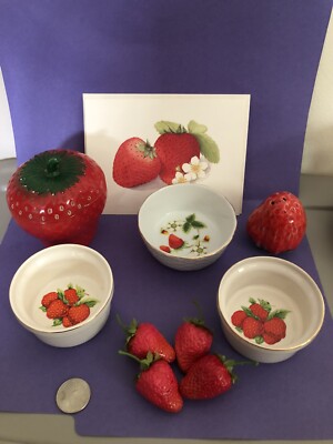 Vintage John Wagner & Sons Japan Ramekin Strawberry Jam Jelly Jar Container