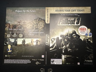 Fallout 3 Xbox 360 RARE Preorder GameStop Store Display Cover