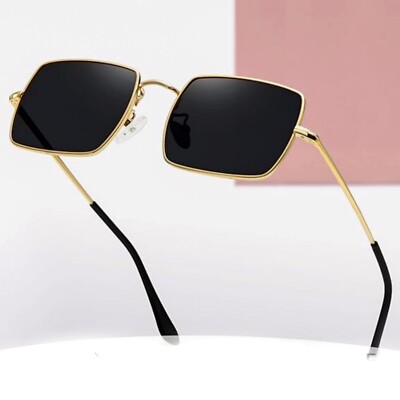 Vintage Polygon Gold Wire Metal Frame Shades Square Trendy Luxury  Sunglasses