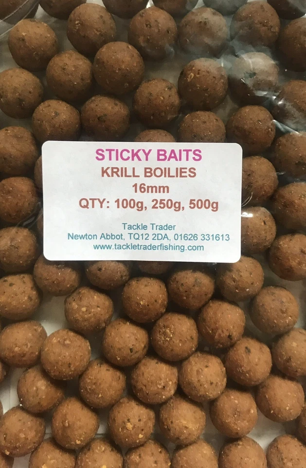 KLEBRIGE KÖDER KRILL HALTBAR LEBENSLANGE BOILIES VERKOSTERPACKUNGEN in 12 mm, 16 mm oder 20 mm