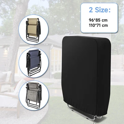 Folding Garden Chair Covers Reclining Sun Lounger Cover Waterproof Outdoor Black