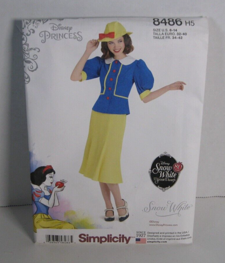 Simplicity 8486 H5 6 - 14 Snow White Disney Princess Dress Uncut 