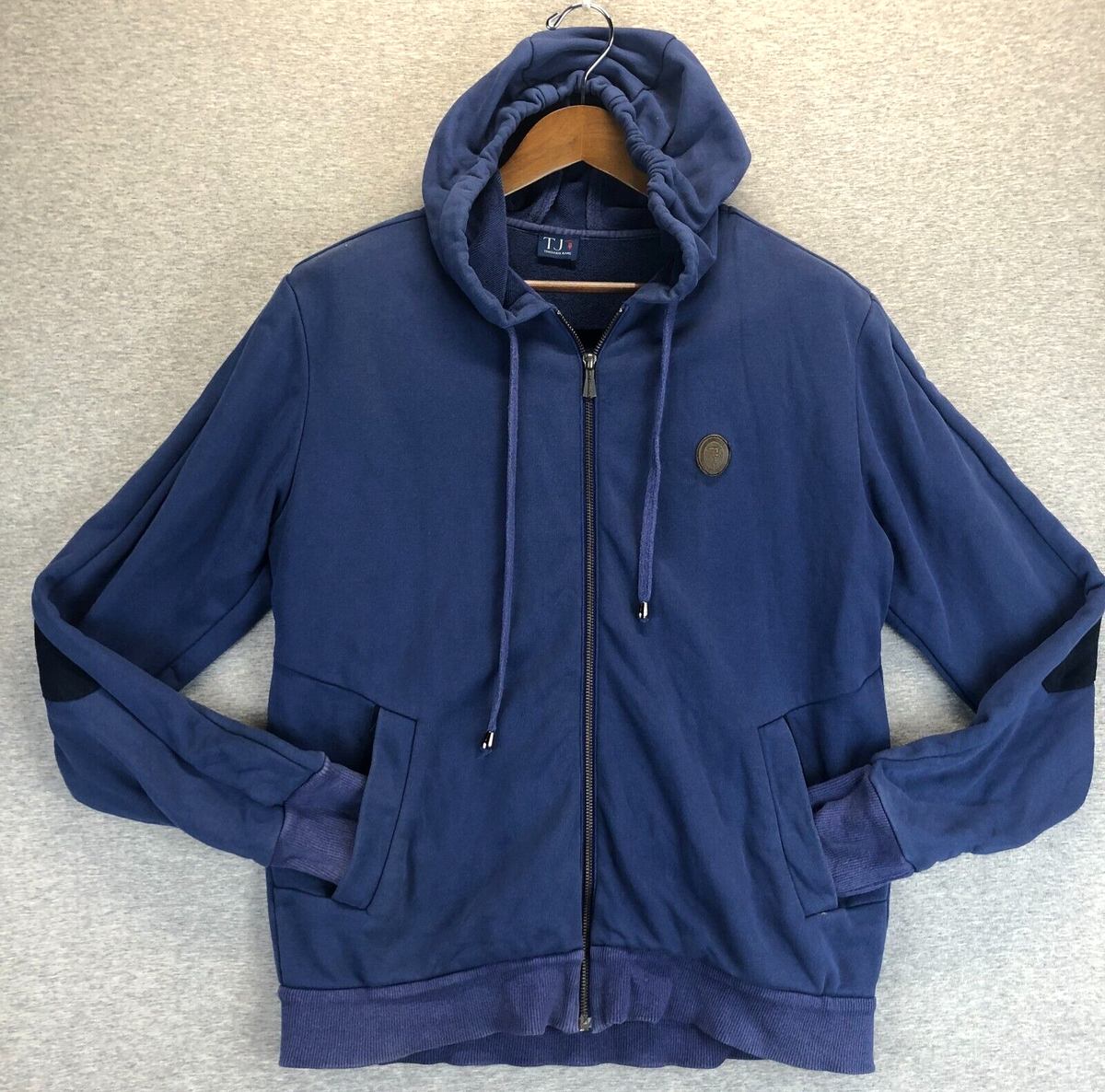 TRUSSARDI Full Zip Hoodie Jacket Sweater Mens Size M Blue Long